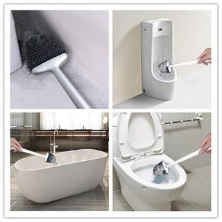 Silicone toilet brush and holder for wall mounting